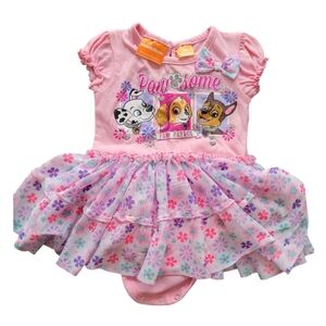Nickelodeon Pink Bow Ruffle Paw Patrol Onsie Dress Size 3 to 6 Months